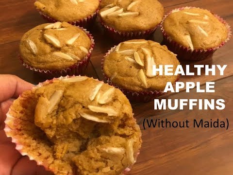 Whole Wheat Apple Muffins(egg less) | Healthy Apple Muffins for kids | Atta Muffins
