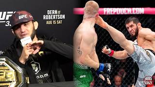 Islam Makhachev He happy I dont have BIG LEG reacts to Ian Machado Garry head kick