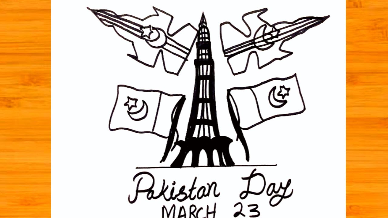 23 March Drawing | Drawing Pakistan Day | Pakistan Republic Day Drawing | 23rd March Drawing