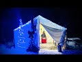 Cozy christmas hot tent winter camping