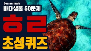 초성 퀴즈 (바다 동물, 생물50문제) 두뇌발달 치매예방 게임 screenshot 1