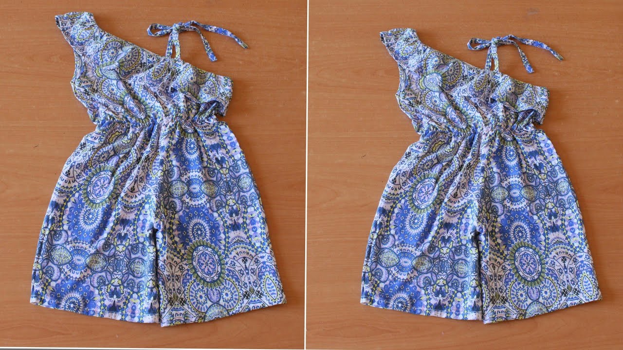 من بقايا الثوب فقط خيطي لطفلتك سالوبيت جمبسوت صيفي قياس عمر 3سنوات بطريقة جد سهلة ومختصرة #2022