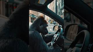 "POV: Your Uber driver is a Silverback 🦍🚕" #ai #gorilla #funny #shorts #driving #fyp