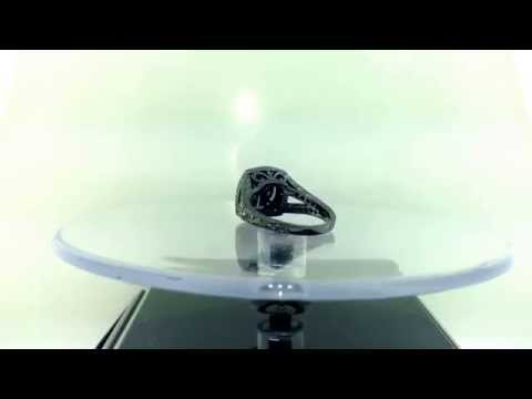 Fancy Black & White Diamond Cocktail Ring 14k Black Gold Antique Vintage Hand Engraved 4.02 Carat Unique Handmade