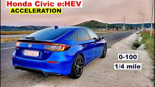 Honda Civic e:HEV acceleration 0-100, 1/4 mile | 2023 | hybrid | liftback | GPS results