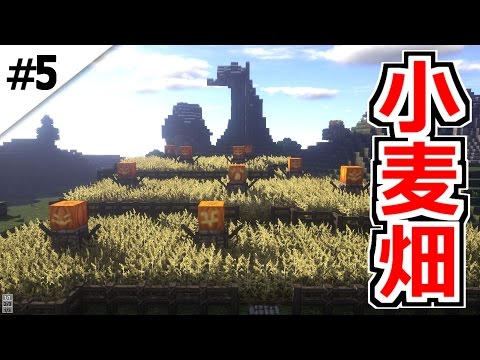 5 マインクラフト カカシ付き小麦畑を作る 大陸から始まるマインクラフト マイクラサバイバル実況プレイ Youtube