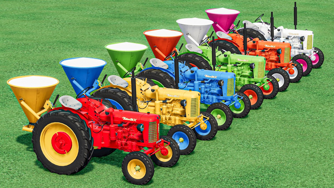 Trackors Colours TRANSPORTING All Colors mini Zetor TRACTORS to LIME WORK | with Trucks ...