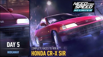 Need For Speed NoLimits | HONDA CRX SIR | Day 5 - Hideway |#gameplay#youtubevideo#viral#viralvideo