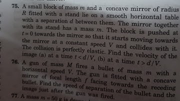 A small block of mass m and a concave mirror of radius R fitted with a stand lie on a smooth horizon