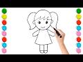 How to Draw a Cute Girl Step by Step for Kids ||