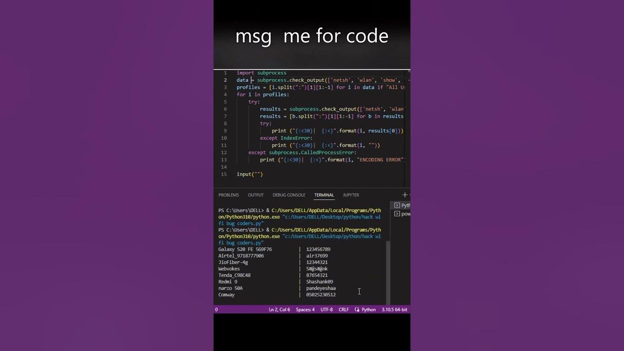 Hack Wi-Fi using Python #wifi_hack #python #wifihack #shorts - YouTube