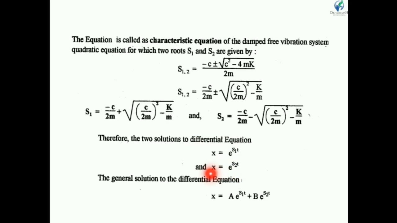 DAMPED FREE VIBRATION WITH VISCOUS DAMPING - YouTube
