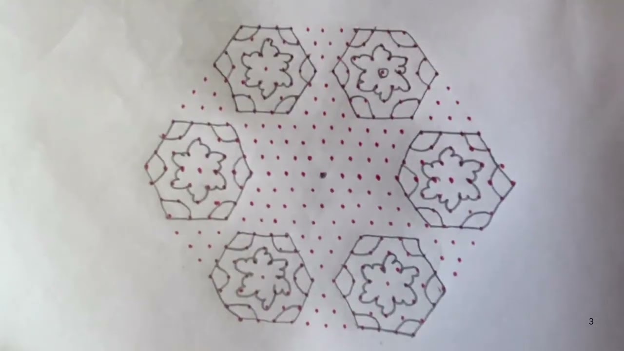 # 1344 very easy design kolam by using 23 to 13 middle dots 