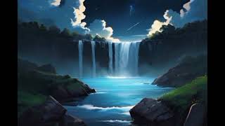 Cascade Serenity: Lofi Atmosphere and Evening Clouds