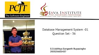 DBMS Question Set 36 | 1st year | Semester 01 | Java Institute | Adithya Rupasinghe