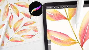 how to paint two-tone watercolor leaves in Procreate. Simple procreate tutorial for beginners