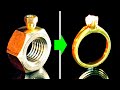 ナットを使って金色に輝くダイヤモンドの指輪を作る方法 || DIYのジュエリー28選