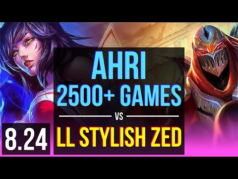 AHRI Vs LL Stylish ZED (MID) | 2500+ Games, KDA 11/3/7 | NA Master | V8.24