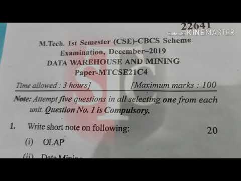 2019 MDU M.tech CSE Question paper ofData warehouse and mining