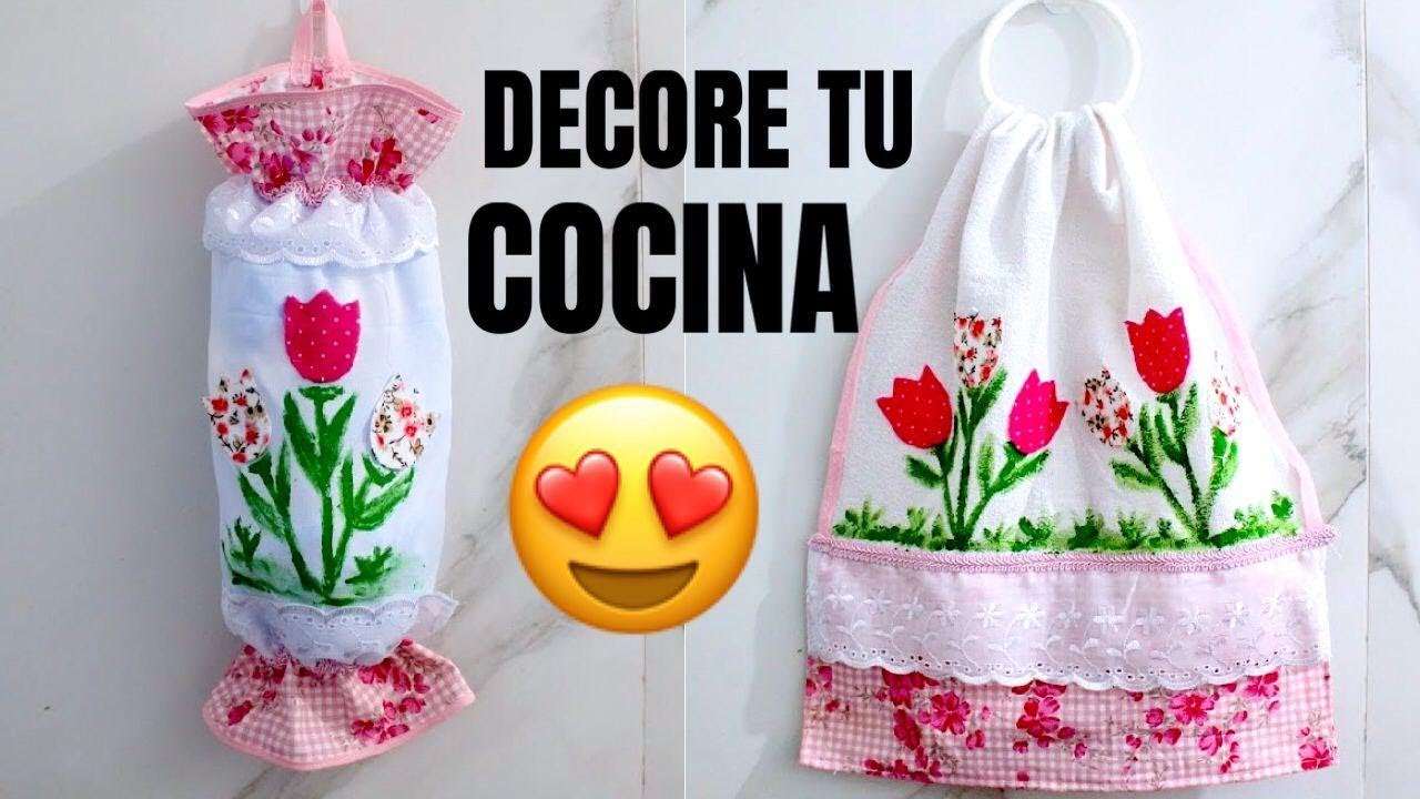 menos trono Abierto IDEAS DE DECORACION PARA TU COCINA FÁCIL Y SIMPLE CON TELA/DECORAR - YouTube