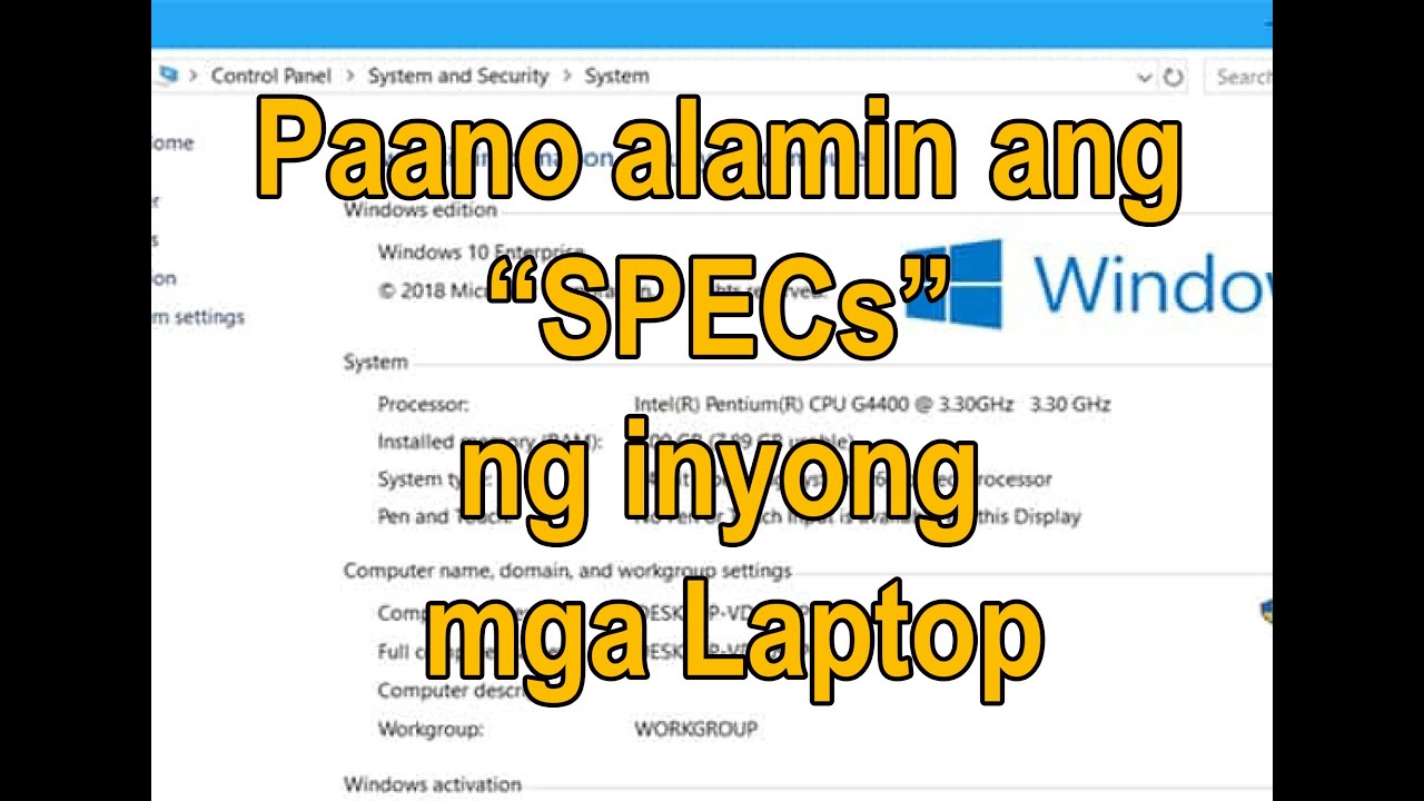 Paano alamin ang SPECs ng inyong mga Laptop - YouTube