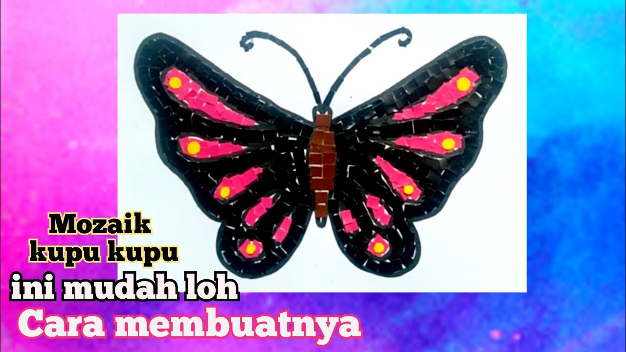 Cara membuat mozaik dari kertas origami, gambar kupu kupu. YouTube