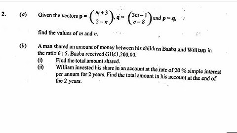 BECE 2024 Mathematics Paper 2 Question 2