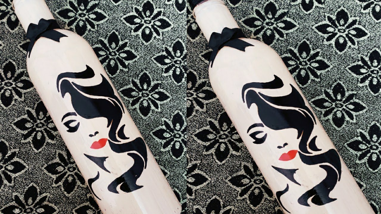 11/Women Face on Bottle/Easy Drawing on bottle/DIY BOTTLE CRAFT ...