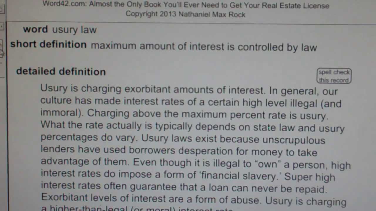 usury law Real Estate License Exam Study Guide AgentExamPass.com