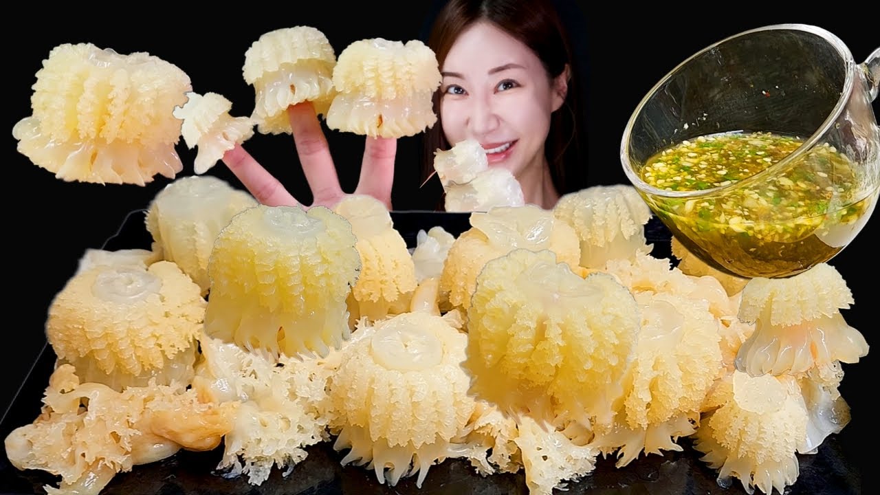Медузы с соусом из морепродуктов Мукбанг