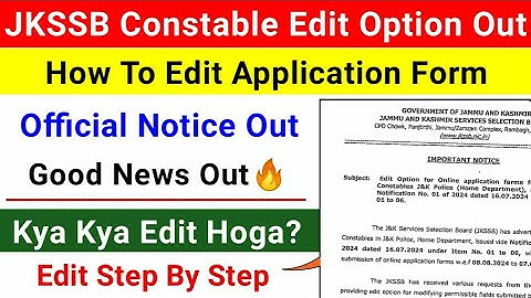 JKSSB Constable Edit Option Out🔥 | How To Edit JK Police Constable Application Form | #jkssb