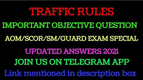 Traffic/Transportation Rules Important Objective question For Railway departmental exam AOM/SM/Guard
