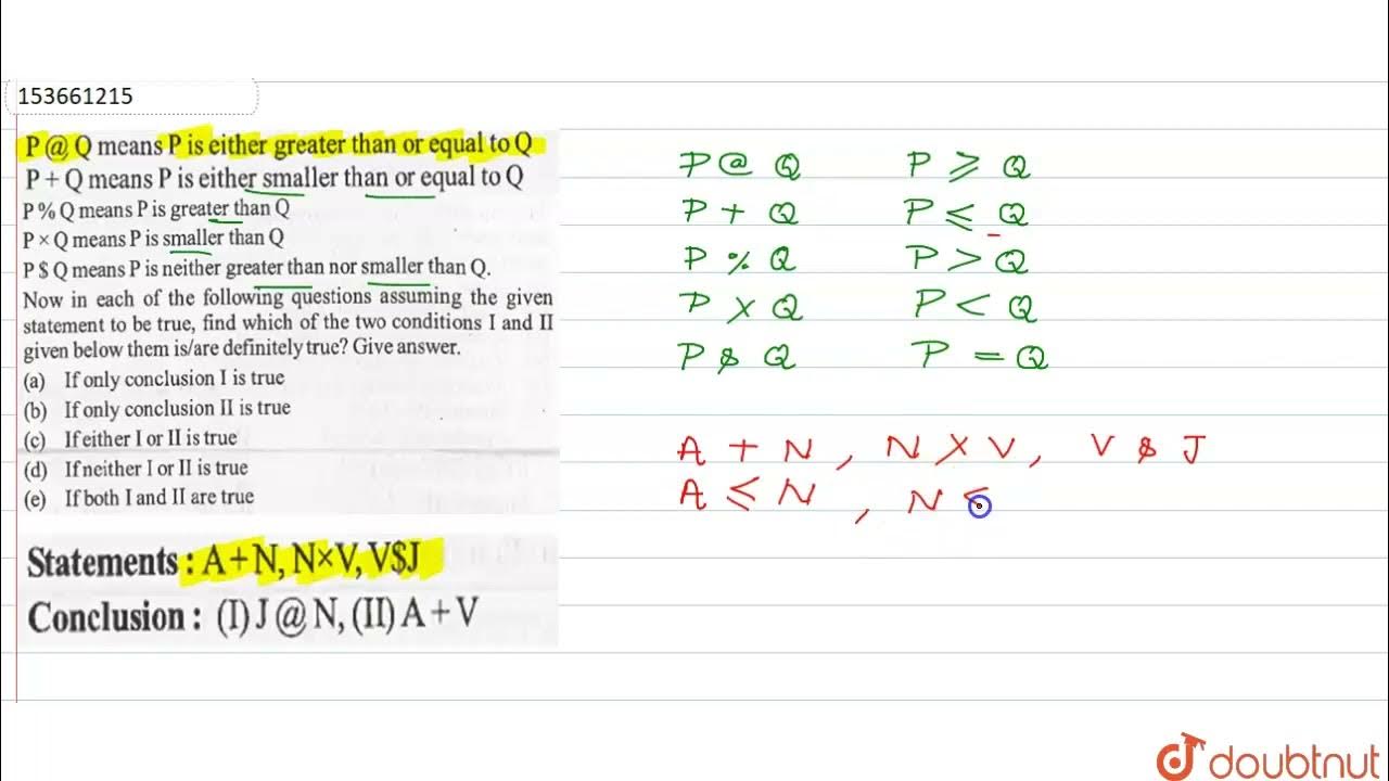 PQ means P is either greater than or equal to Q P+Q means P is either