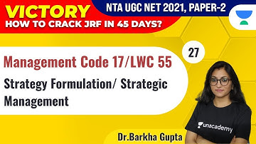UGC NET 2021 | VICTORY | Management by Dr. Barkha Gupta | Strategy Formulation/Strategic Management