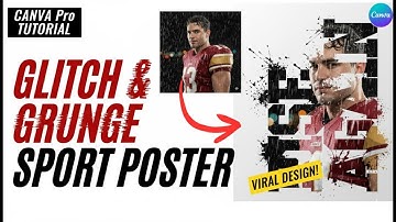 CANVA Pro Hoe maak je een VIRALE Glitch Sportposter (Grunge Typografie Kunst)