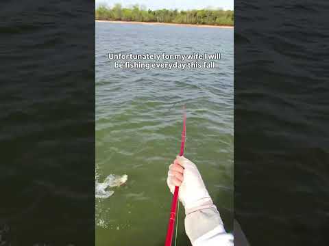 Fishing, Outdoors, Water. Text: Unfortunately for my wife Dwill be fishing everyday this fall