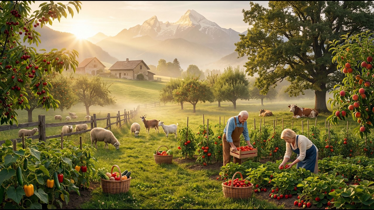 Peaceful Countryside Day 🌿 Harvesting, Feeding Animals & Simple Farm ...