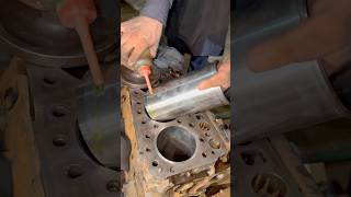 🔥 Precision Liner Installation | 6-Cylinder Diesel Engine Rebuild #shortsfeed #automobile #liner