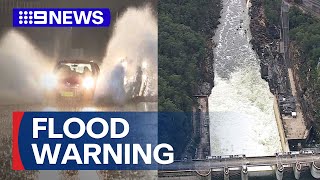 Warragamba Dam spills as rain continues in NSW | 9 News Australia