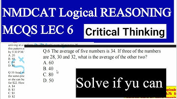 NMDCAT LOGICAL reasoning lec 6-Critical Thinking MCQS Practice by StudyHigh. Pk -PMC mdcat 2021