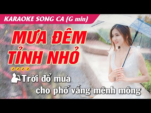 Karaoke MƯA ĐÊM TỈNH NHỎ Bolero| Song Ca Siêu Dễ Hát|A Min| Karaoke Bolero Đất Việt