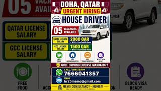 Light Driver Job Vacancy for Doha, Qatar Shaikh Family Driver #gulfjobs #qatarjobs #qatarhiring