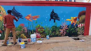 @RAMESH ART99 Aquarium Painting in Wall