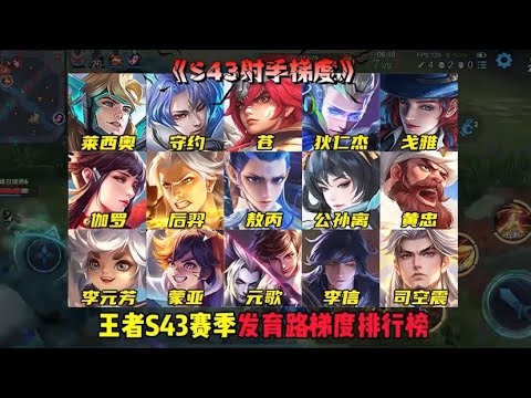 王者S43赛季发育路梯度排行榜，站撸射手竟然不是最后…#王者荣耀 
