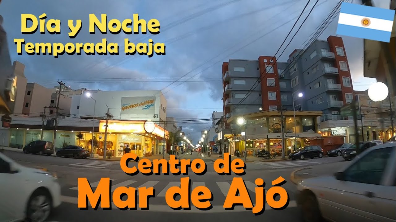 Centro de Mar de Ajó de día y de noche. Partido de la Costa, Driving, Buenos Aires, Argentina