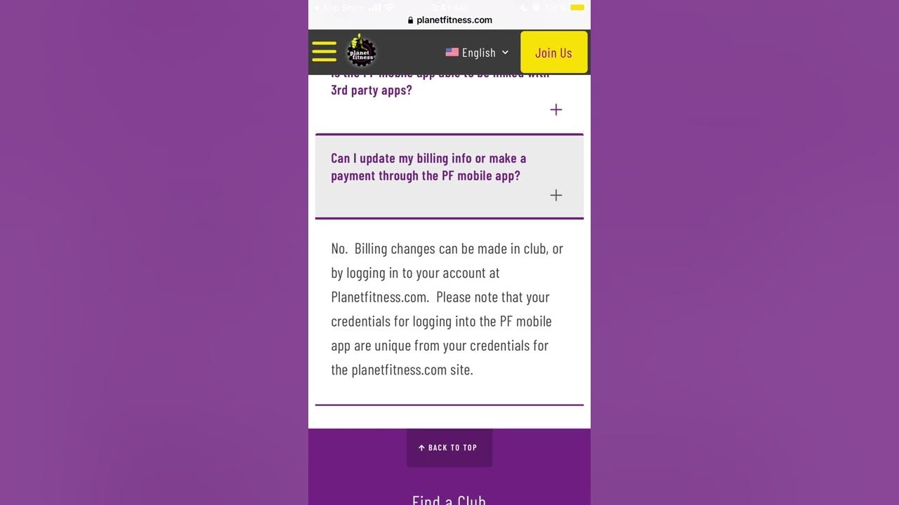 Mobile App  Planet Fitness