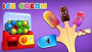 ice cream finger family rhyme fun play with gumball machine for kids
