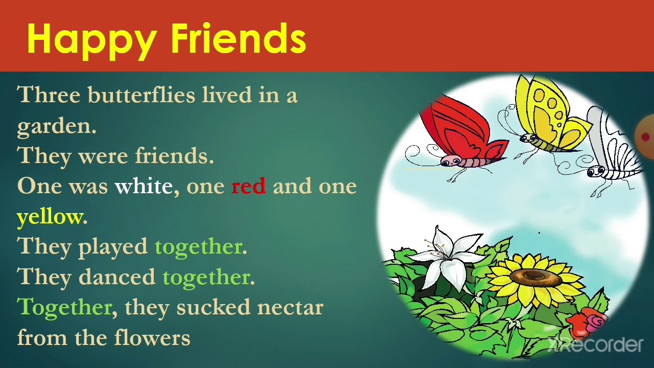 CLASS 3 ENGLISH UNIT 2 THREE BUTTERFLIES PART 1 ANIMATED STORY MEANING