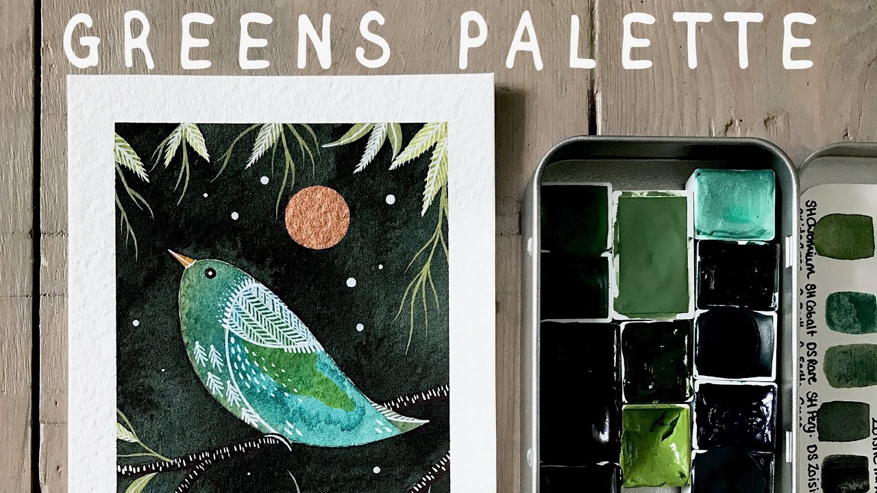 HOW I PUT TOGETHER MY GREENS PALETTE | Creating artwork inspired by it (painting process)