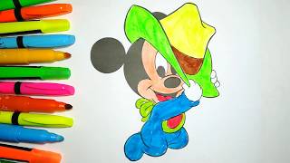 COLORING DISNEY BABY MICKEY MOUSE CLUBHOUSE VIDEOS FOR KIDS COLOURING BOOKS PAGES BRIGHT COLOURS